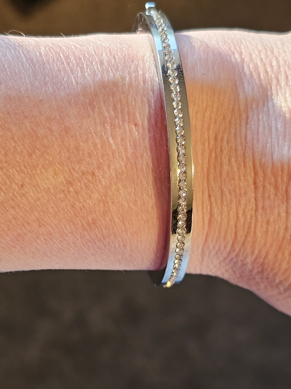 kate spade Silver-Tone Crystal Row Bangle Bracelet